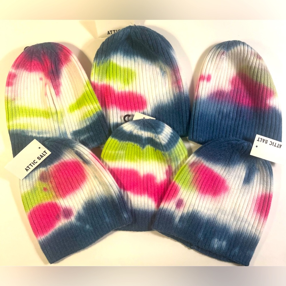 Colorful Tie Dye Thick Knit Attic Salt Adjustable Beanie~ New With Tags